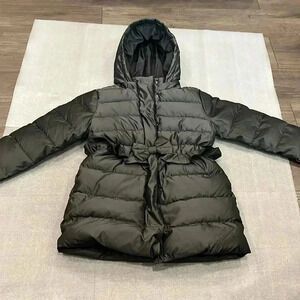 [5/6]Aquascutum Junior Girl Down Filled Gray Puffer Jacket with Bow  at waist